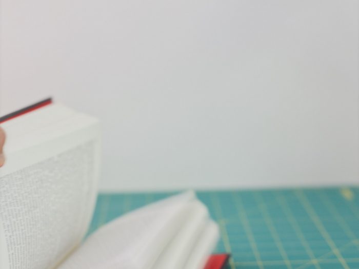 Red opened book placed on the table