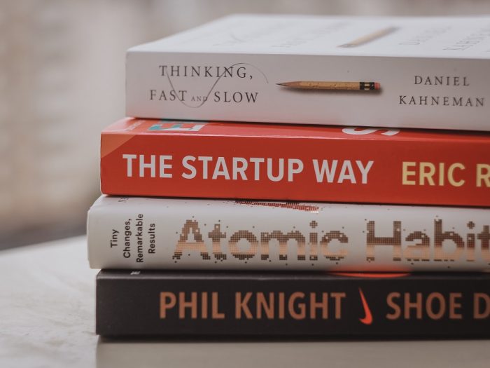 Image of stack of books placed on the table